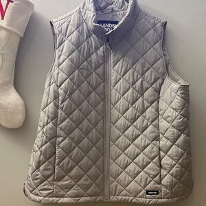 Lands' End Light Gray Quilted Vest